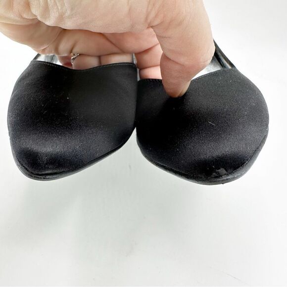 Stuart Weitzman‎ Designer Curvy Black Fabric Heels 8 Formal Pumps 7M - Picture 4 of 14